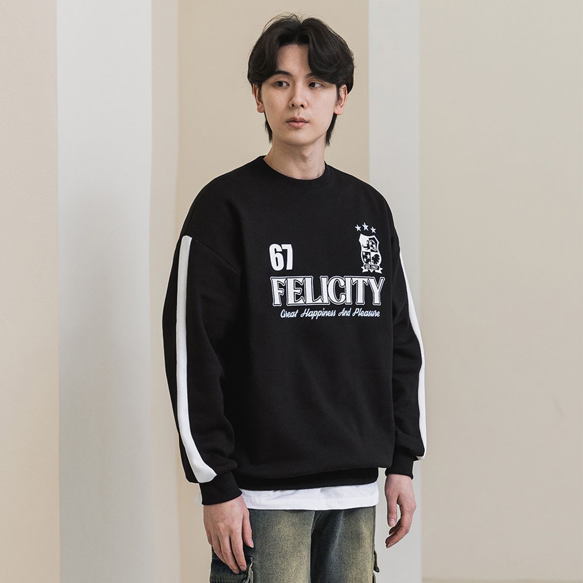 앨빈클로(ALVINCLO) FELICITY 유니폼 오버핏 맨투맨 MAR552 (4 COLOR)