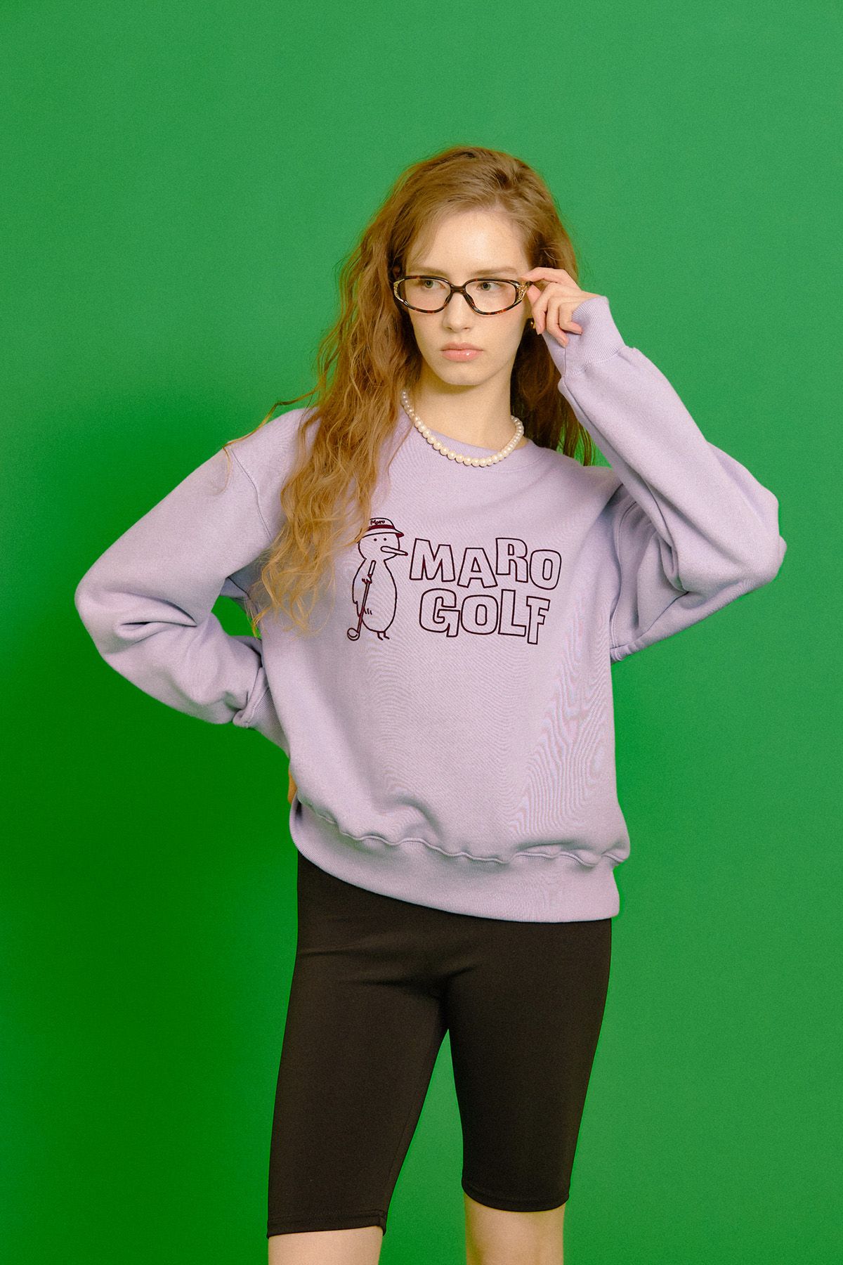 마로 골프(MARO GOLF) KIWI ROUND NECK SWEAT SHIRT -LAVENDER-