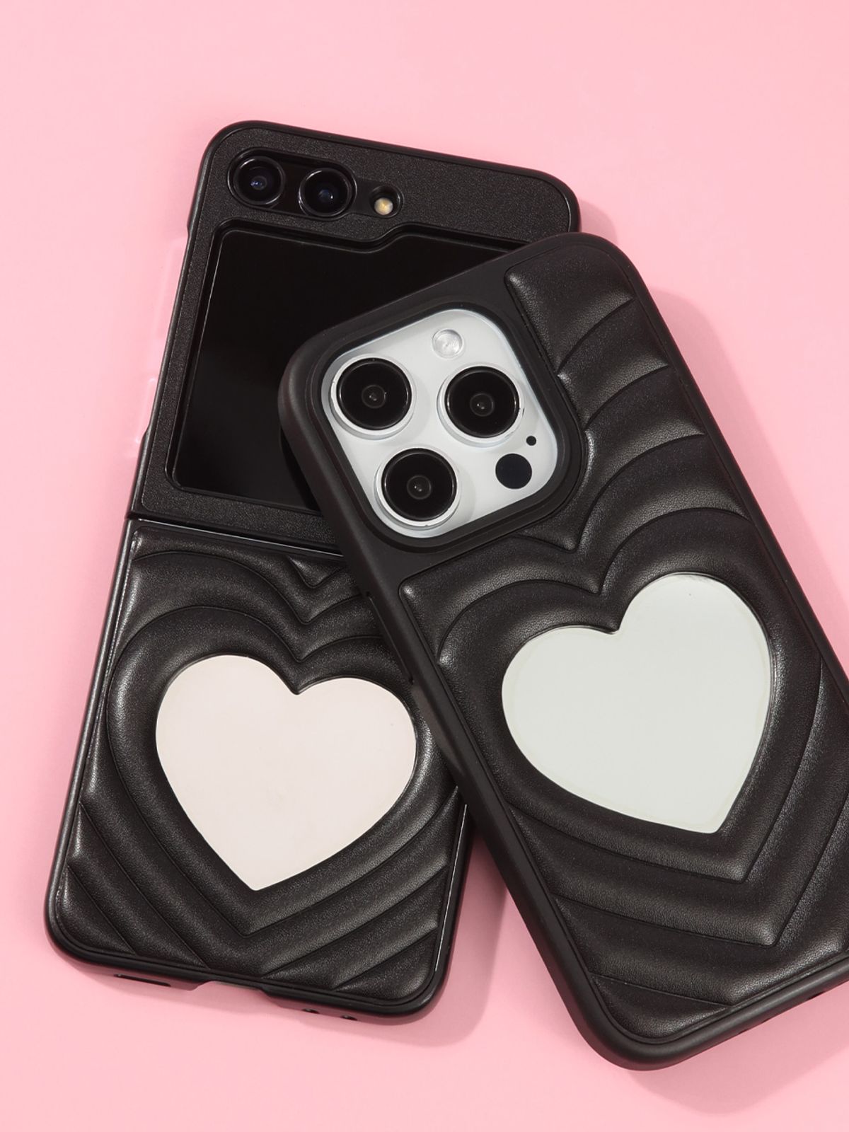 디자인스킨(DESIGNSKIN) 갤럭시Z플립5_하트 미러 케이스