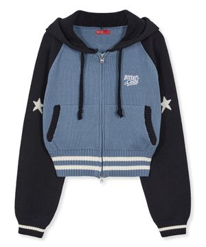 스타 니트 후드-블랙