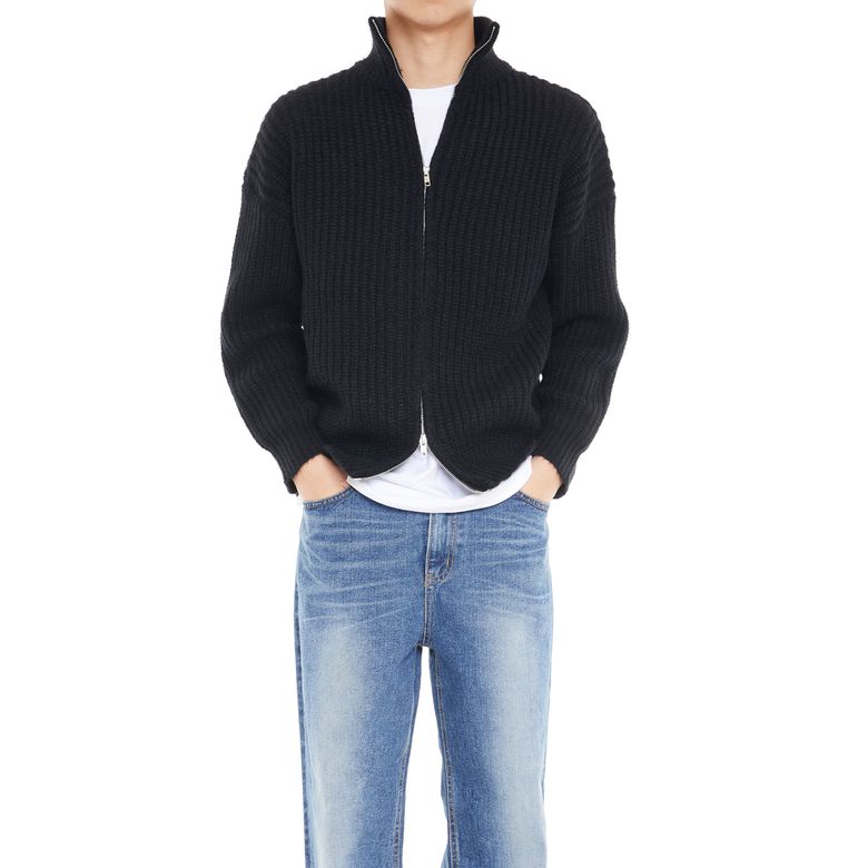 투웨이 니트 집업 블랙