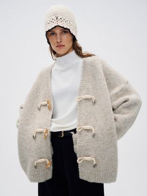 Woodbutton knit cardigan