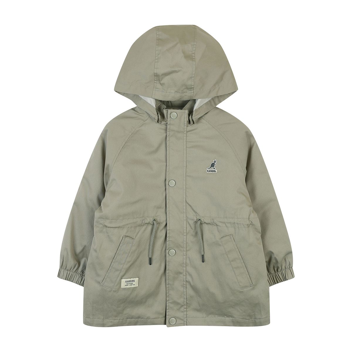 캉골키즈(KANGOL KIDS) 스트링 포인트 디터처블 롱 후드 점퍼 QA 0003 라이트 카키/AQACJP00030LK