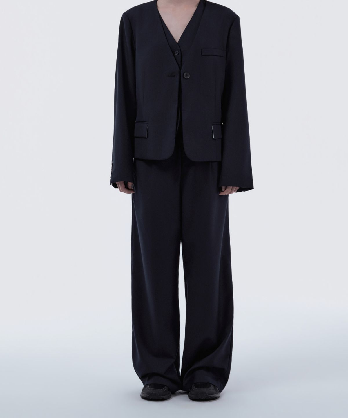 마우솔레움(MAU SOLEUM) Lydia suit wide pants - Navy