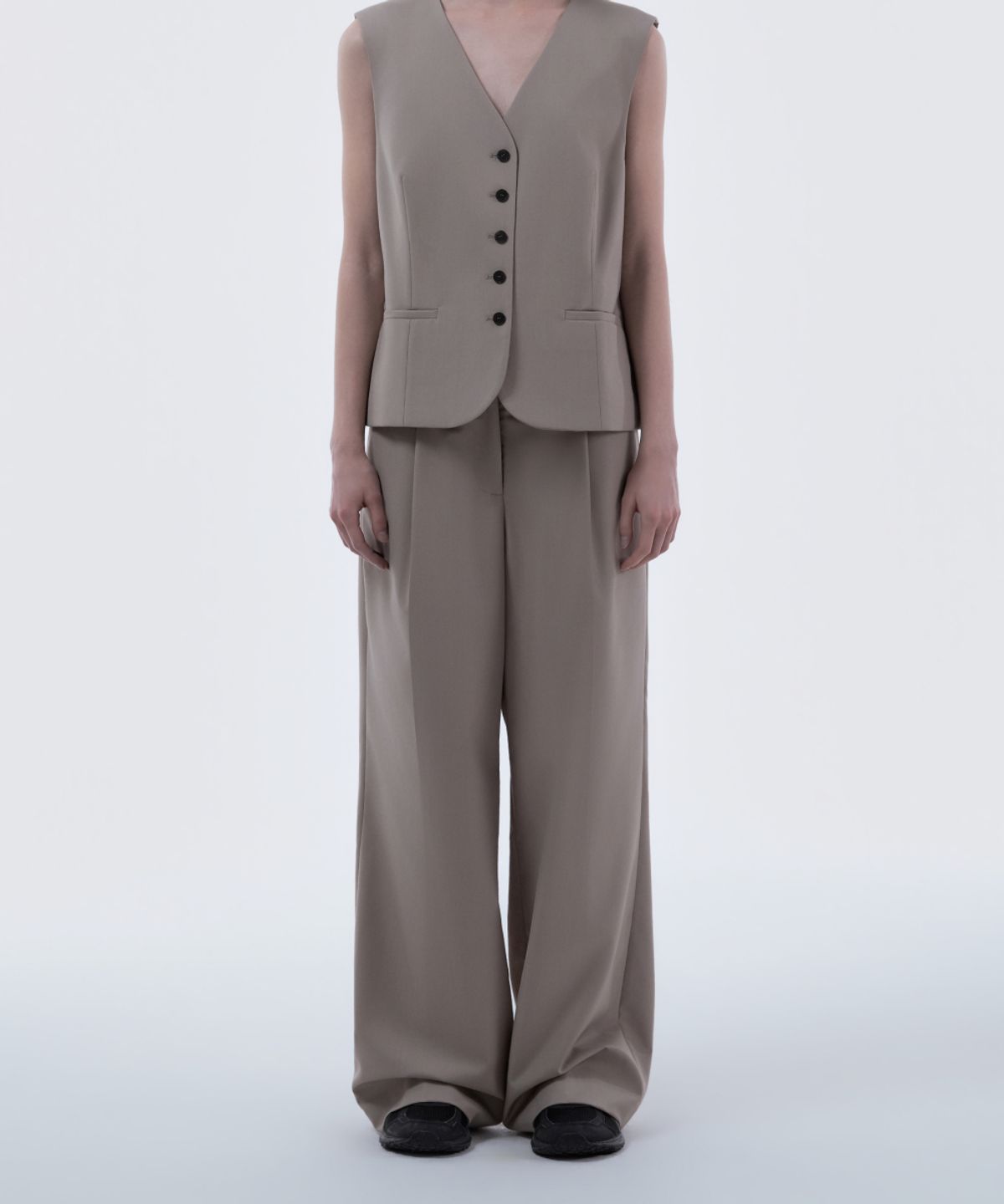 마우솔레움(MAU SOLEUM) Lydia suit wide pants - Beige