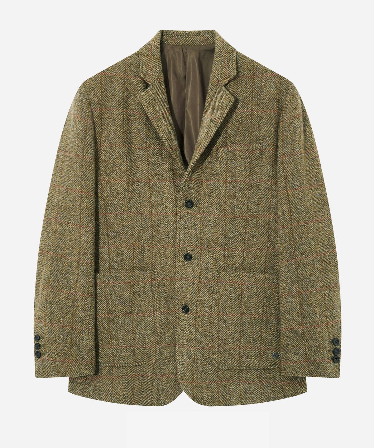 예일(YALE) HARRIS TWEED PURE WOOL 3 BUTTON BLAZER BROWN