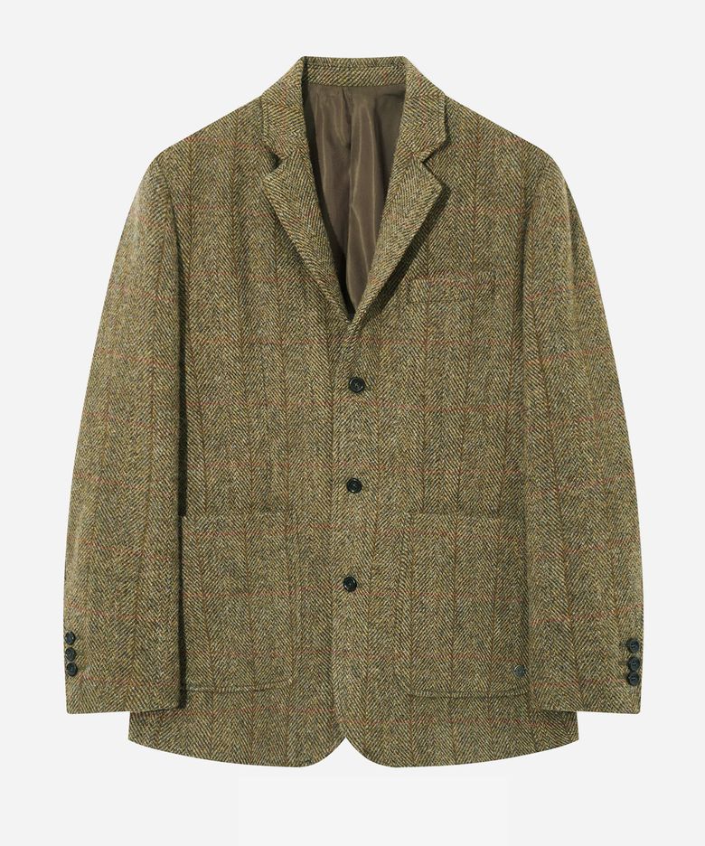 HARRIS TWEED PURE WOOL 3 BUTTON BLAZER BROWN