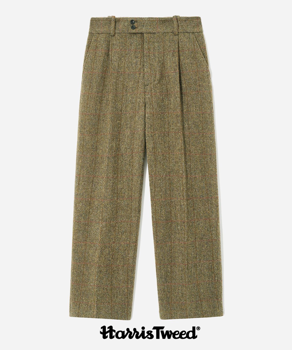 예일(YALE) HARRIS TWEED PURE WOOL 1 TUCK SLACKS BROWN
