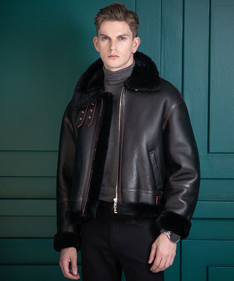 Ouranos Lambskin Shearling Jacket (BLACK)