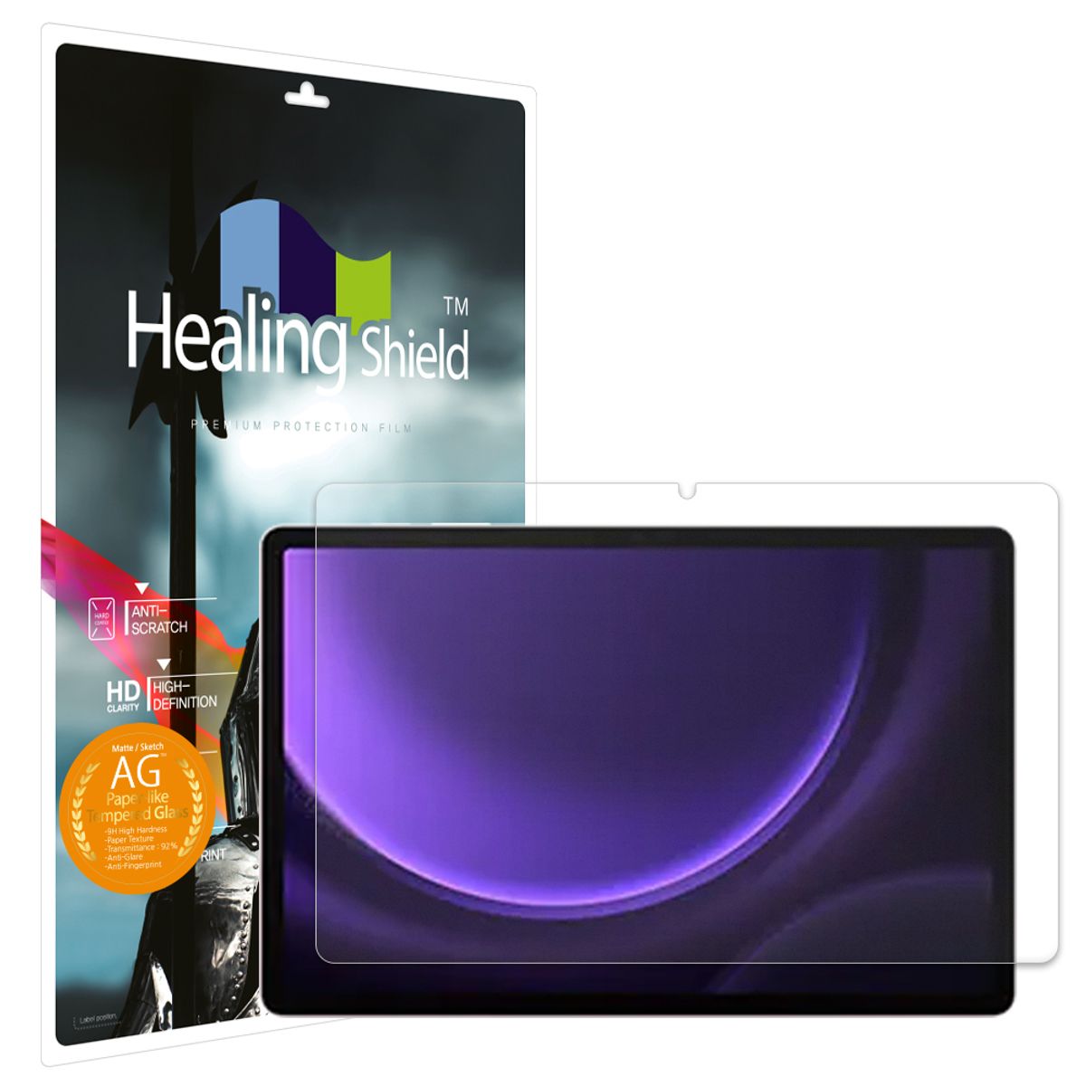 힐링쉴드(HEALINGSHIELD) 갤럭시탭S9 FE 플러스 하이엔드 종이질감 강화유리필름