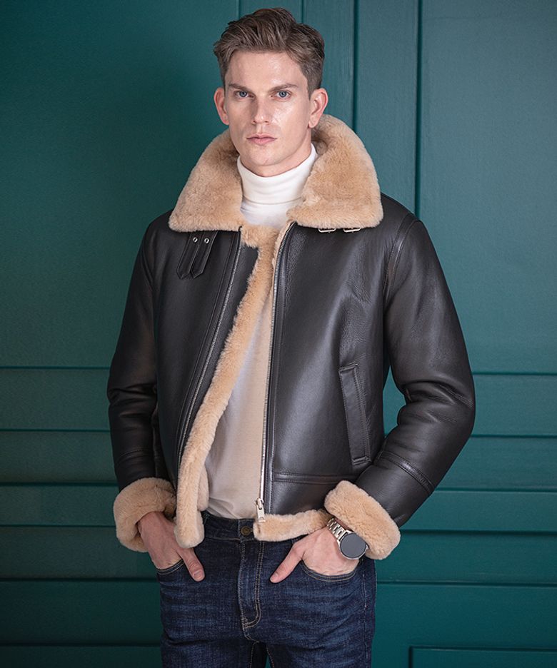 Krios Lambskin Shearling Jacket (BROWN)