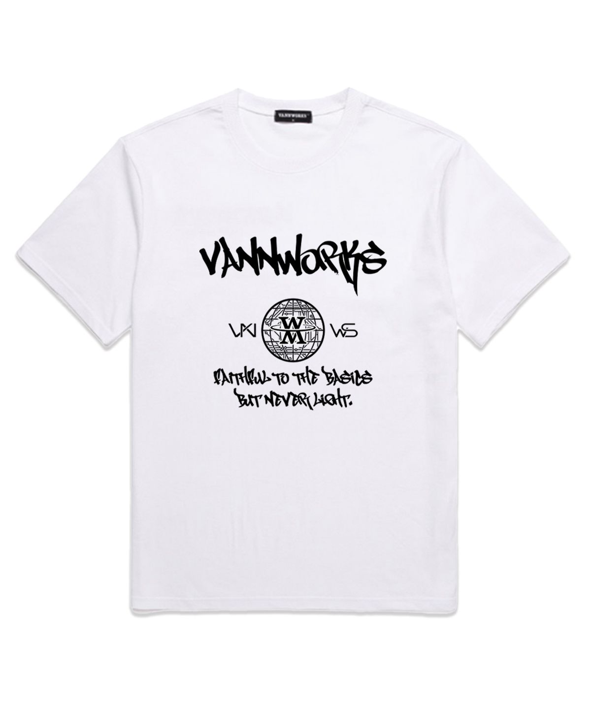 밴웍스(VANNWORKS) CRYPTO 오버핏 반팔 티셔츠 (VS0052) 화이트/블랙