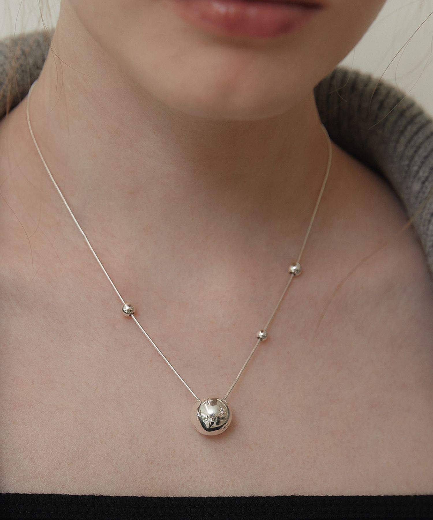 ☆TATIANA☆ Silver 925 Star Mirror Ball Necklace NZ2154 MUSINSA | TATIANA (Silver 925) Star Mirror Ball Necklace NZ2154