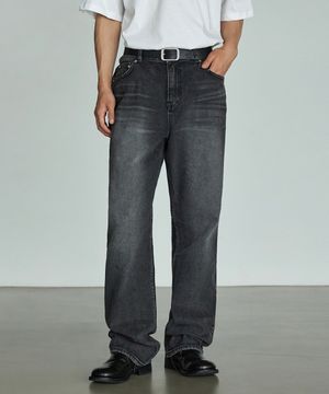 404 세미 와이드 데님 - 블랙