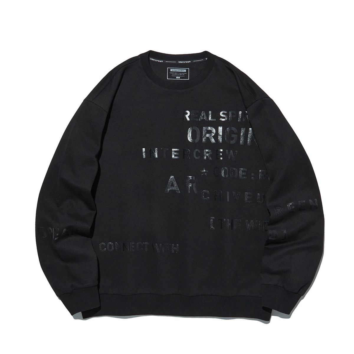 인터크루(INTERCREW) [24SS] 레터링 장식 맨투맨 블랙 ITY1TM02ABK