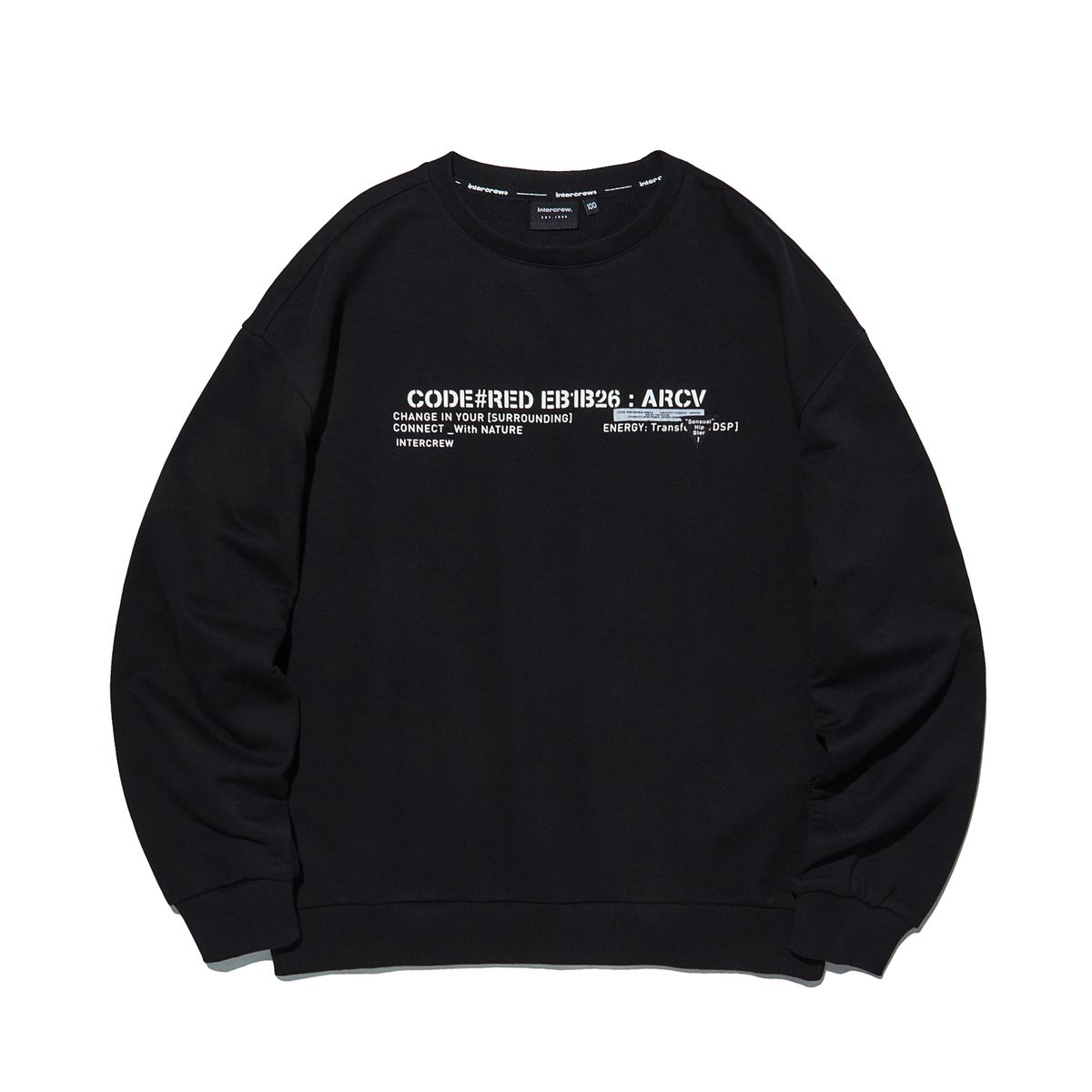 인터크루(INTERCREW) [24SS] 라벨 레이어링 맨투맨 블랙 ITY1TM01ABK