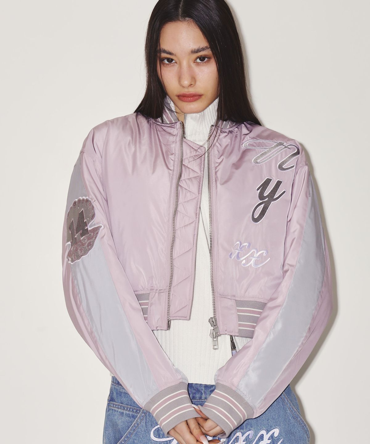 엔와이엑스엑스(NYXX) OVIS COLOR BLOCK BOMBER JACKET PINK