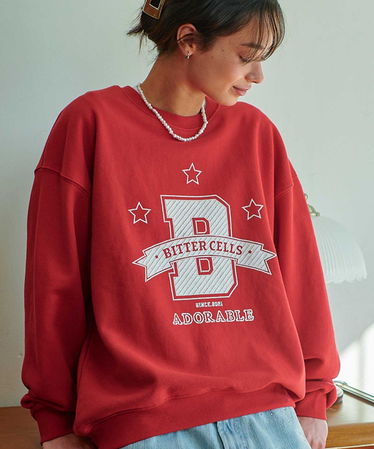 비터셀즈(BITTERCELLS) 3-스타 스웻 셔츠-레드