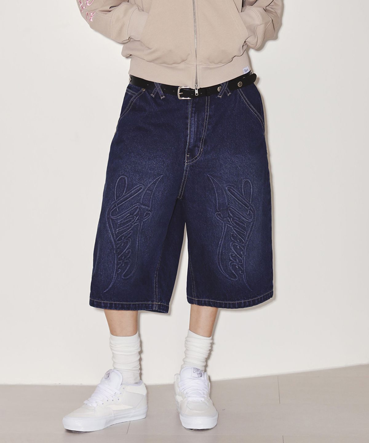 엔와이엑스엑스(NYXX) EMBOSSED DENIM HALF PANTS INDIGO
