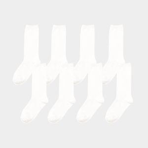 [8팩] 슬림 핏 크루 삭스 화이트/블랙/화이트+블랙