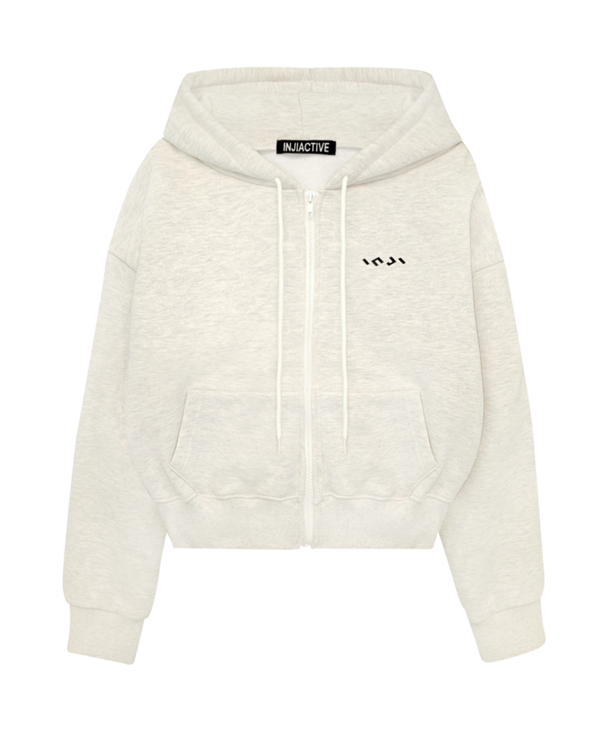 인지액티브(INJIACTIVE) Fleece Cropped ZiP Hoodie 오트밀