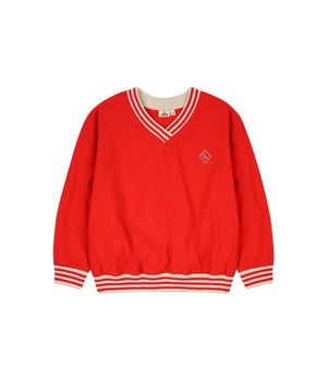 프레임 브이넥 풀오버_레드