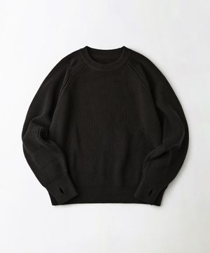 RAGLAN CREW NECK KNIT_BLACK