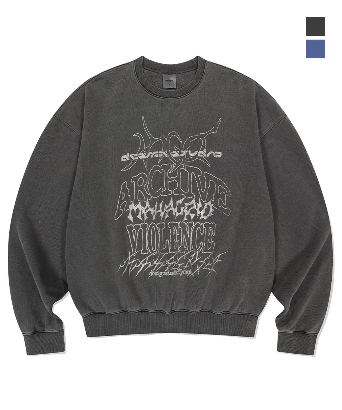 마하그리드(MAHAGRID) MULTI-LOGO PIGMENT SWEATSHIRT_2colors