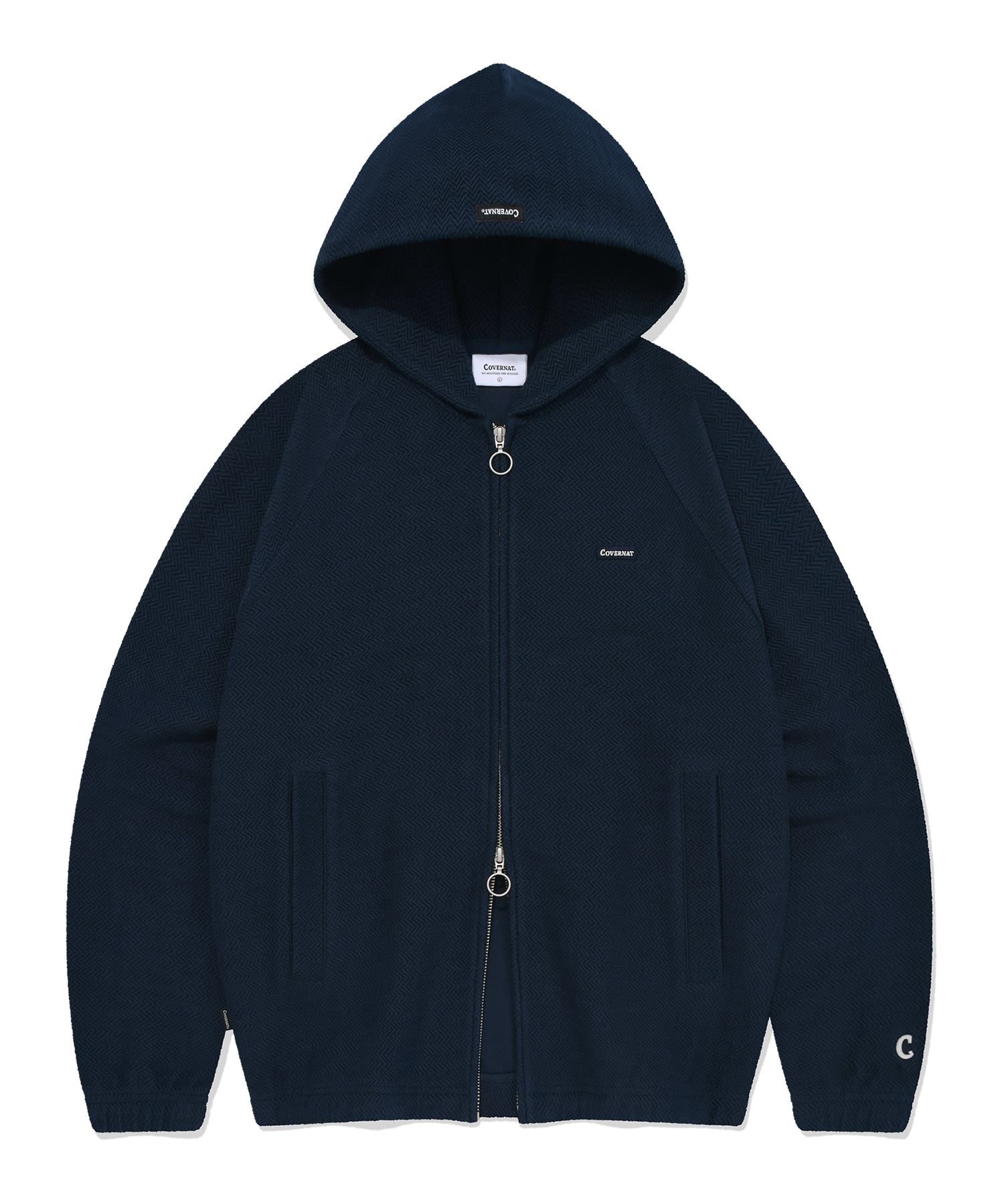 パーカー・フーディ COVERNAT Herringbone hoodie zip-up navy MUSINSA | COVERNAT Herringbone hoodie zip-up navy
