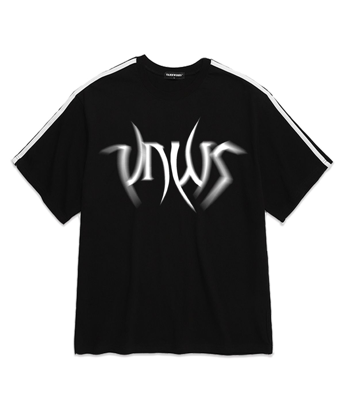 밴웍스(VANNWORKS) 소매 테잎 POINTED BLUR LOGO 오버핏 반팔 티셔츠 (VS0064) 블랙