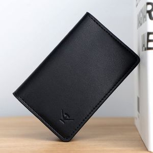 CRW19003-BK 천연 소가죽 슬림 미니 명함 카드지갑