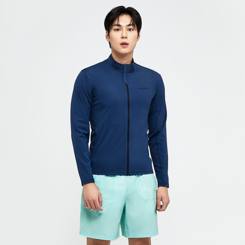 맨 에센셜 스탠다드핏 집업 래쉬가드 칼리지네이비 (B4SMWZR101CNV)