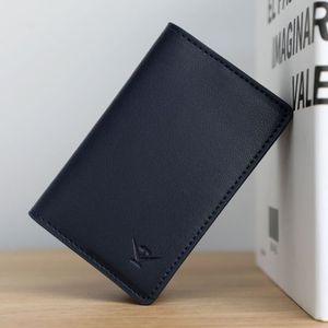 CRW19003-DB 천연 소가죽 슬림 미니 명함 카드지갑