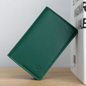 CRW19003-GR 천연 소가죽 슬림 미니 명함 카드지갑