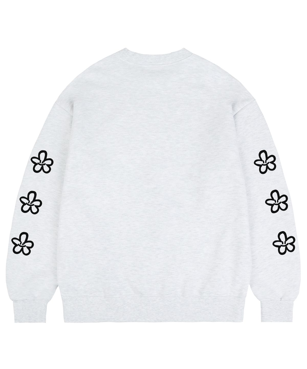 그레이버(GRAVER) [UNISEX]엘보우 3 라인플라워 맨투맨_멜란지화이트