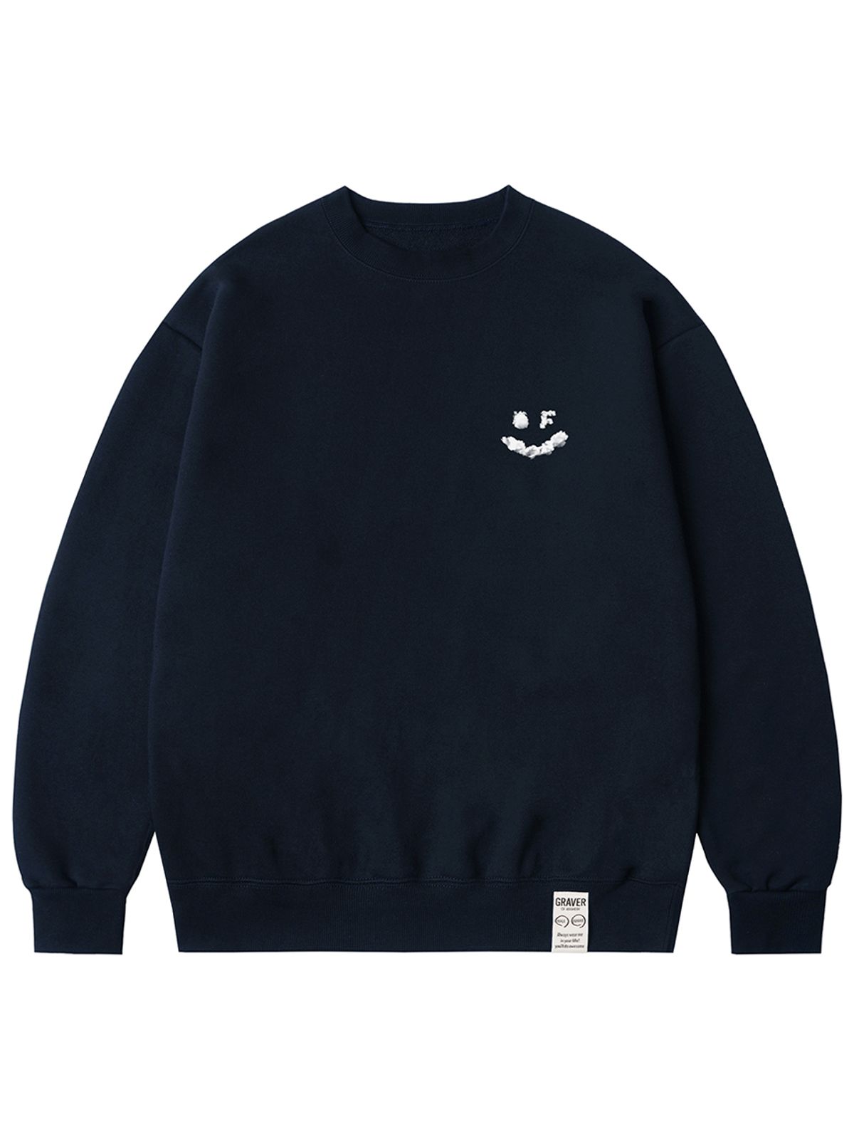 그레이버(GRAVER) [UNISEX]스몰 구름 드로잉스마일 맨투맨_네이비