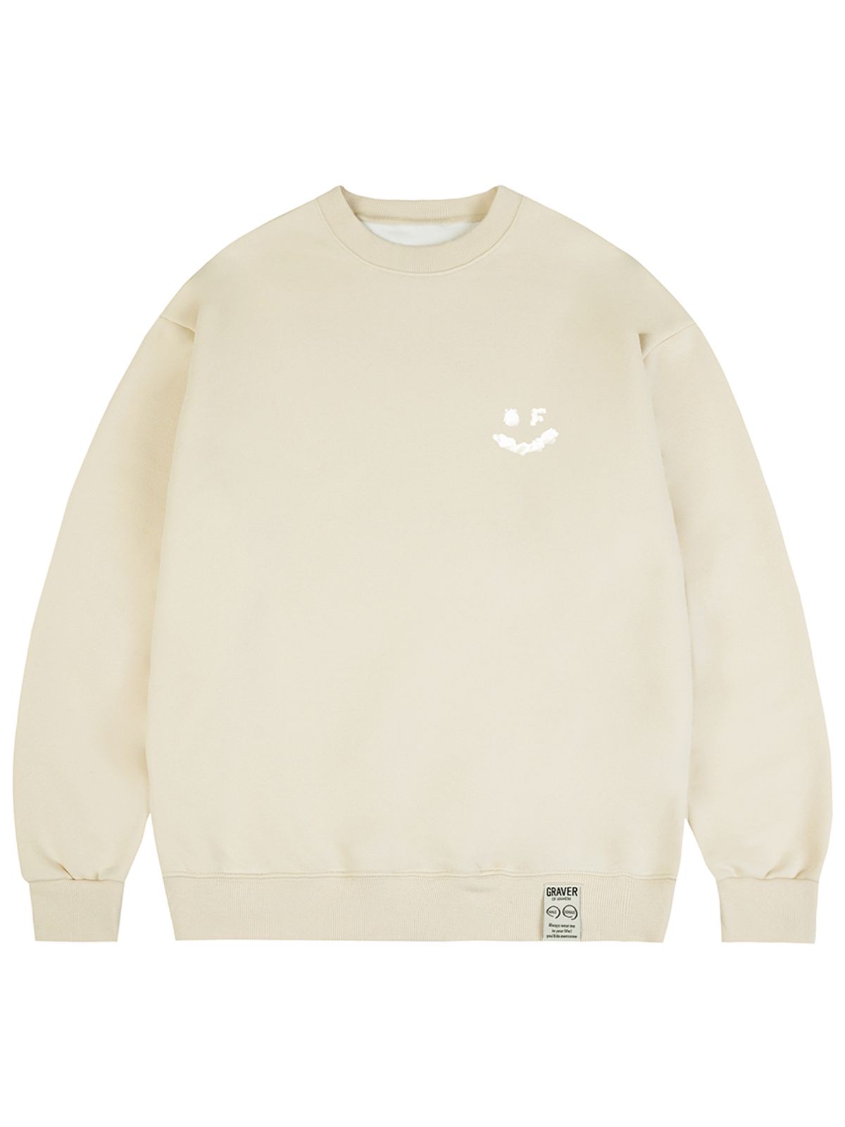 그레이버(GRAVER) [UNISEX]스몰 구름 드로잉스마일 맨투맨_크림