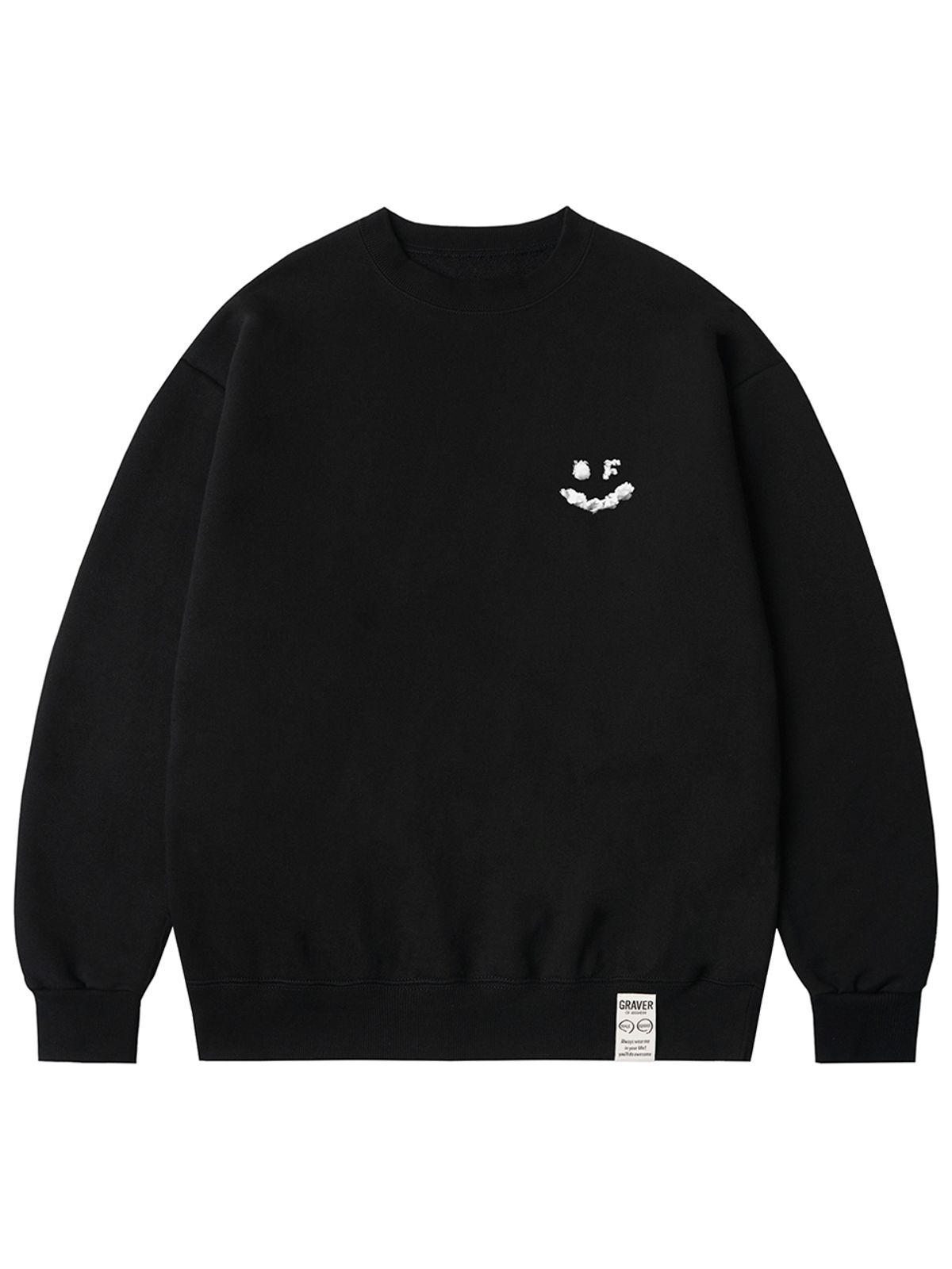 그레이버(GRAVER) [UNISEX]스몰 구름 드로잉스마일 맨투맨_블랙