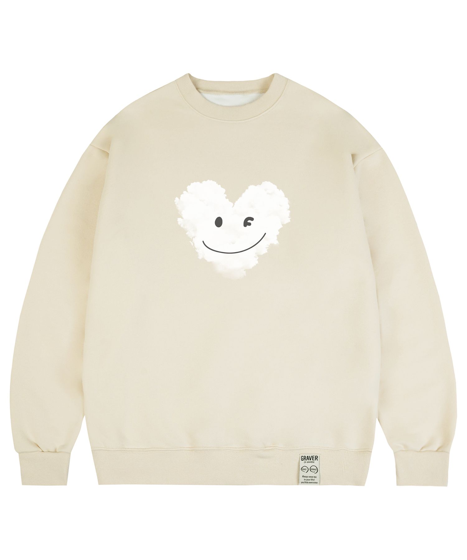 【GRAVER】23FW★ Cloud Smile Embroidery Sweatshirt Designer fashion, Seoul-fully created | W Concept