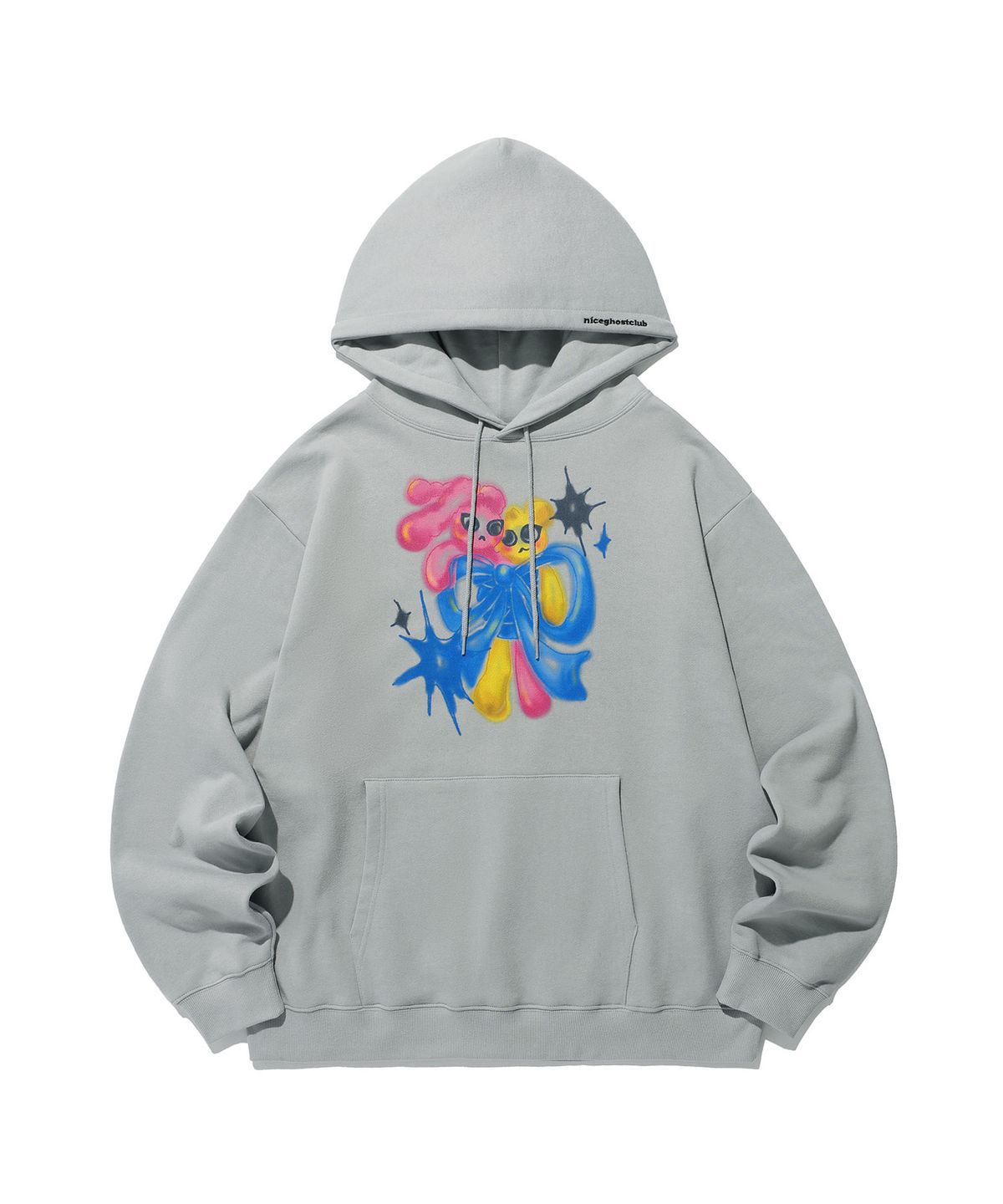 나이스고스트클럽(NICEGHOSTCLUB) BUNNYBEAR SPRAY ARTWORK HOODIE_LIGHT GREY(NG2ESUM409A)