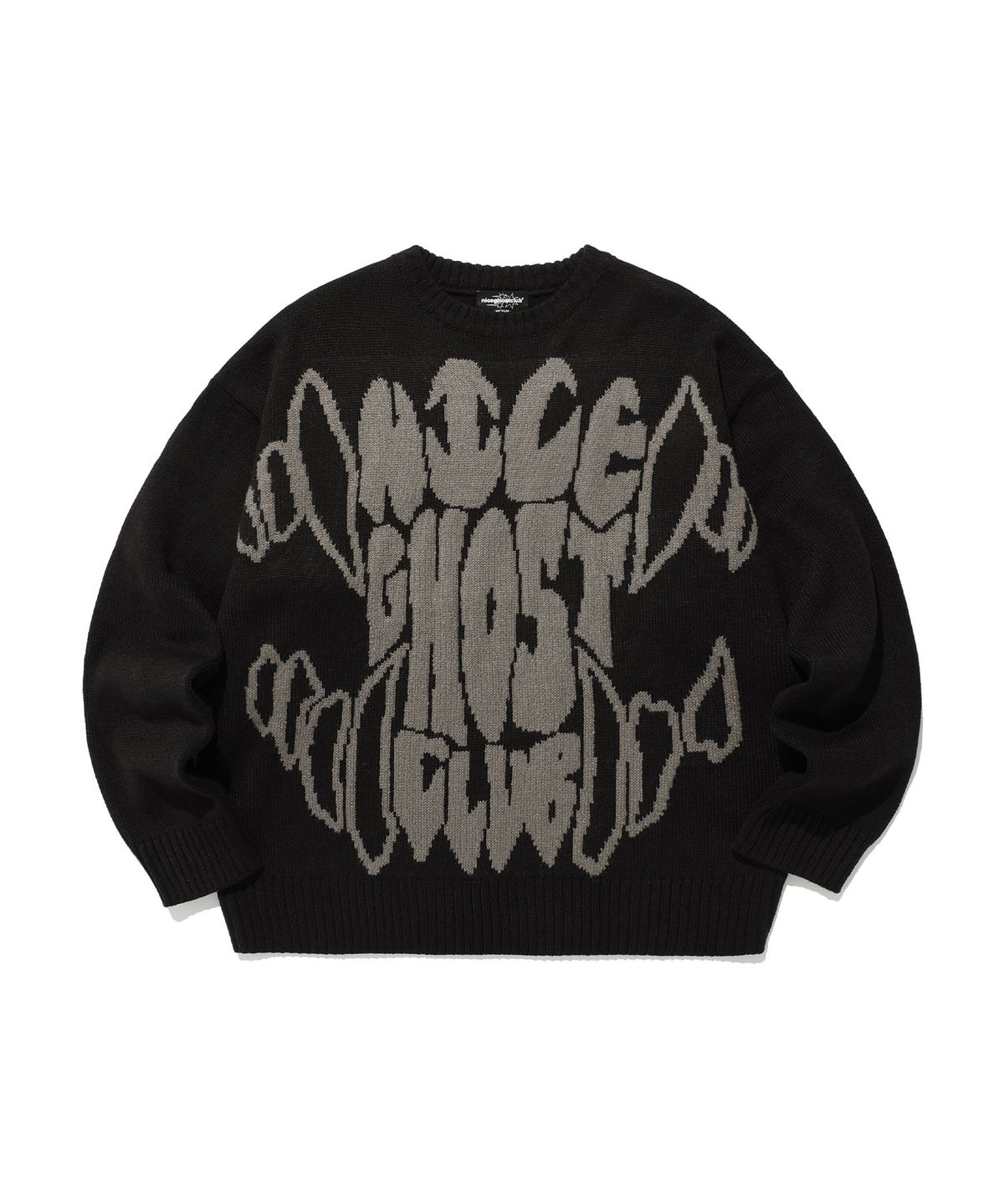 나이스고스트클럽(NICEGHOSTCLUB) MONSTER TEETH LOGO KNIT_BLACK(NG2ESUK600A)