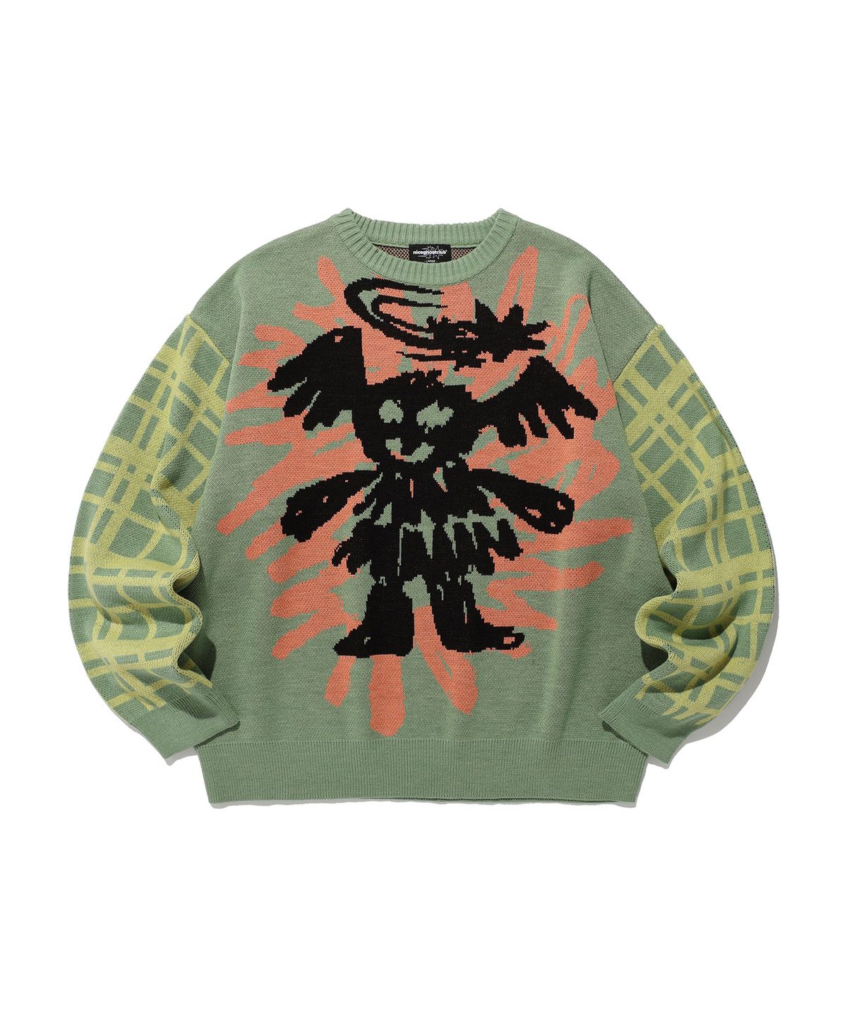 나이스고스트클럽(NICEGHOSTCLUB) CRAYON ANGEL&DEVIL KNIT_GREEN(NG2ESUK602A)