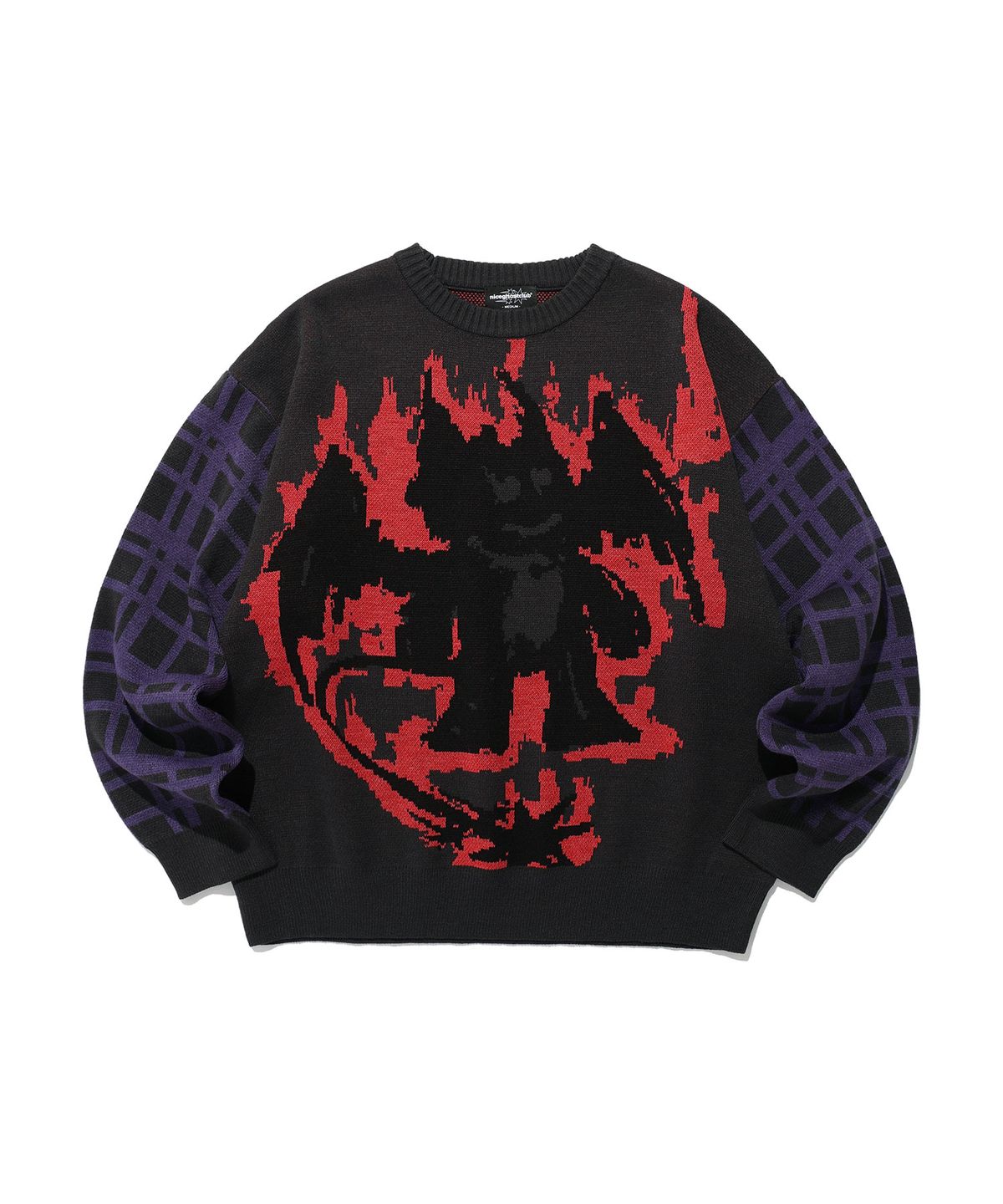 나이스고스트클럽(NICEGHOSTCLUB) CRAYON ANGEL&DEVIL KNIT_CHARCOAL(NG2ESUK602A)