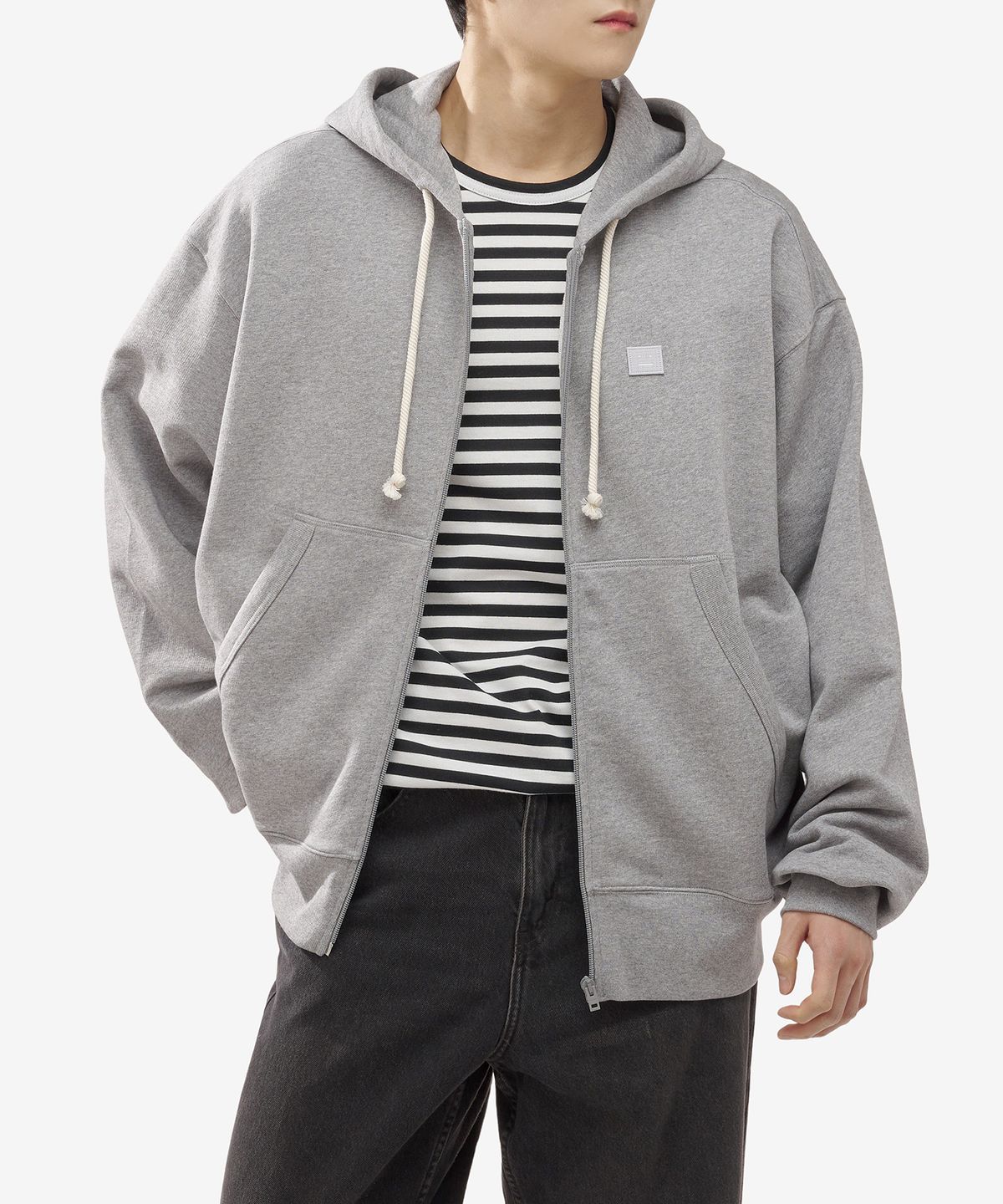 아크네 스튜디오(ACNE STUDIOS) 페이스 로고 후드 - 그레이 / CI0130X92