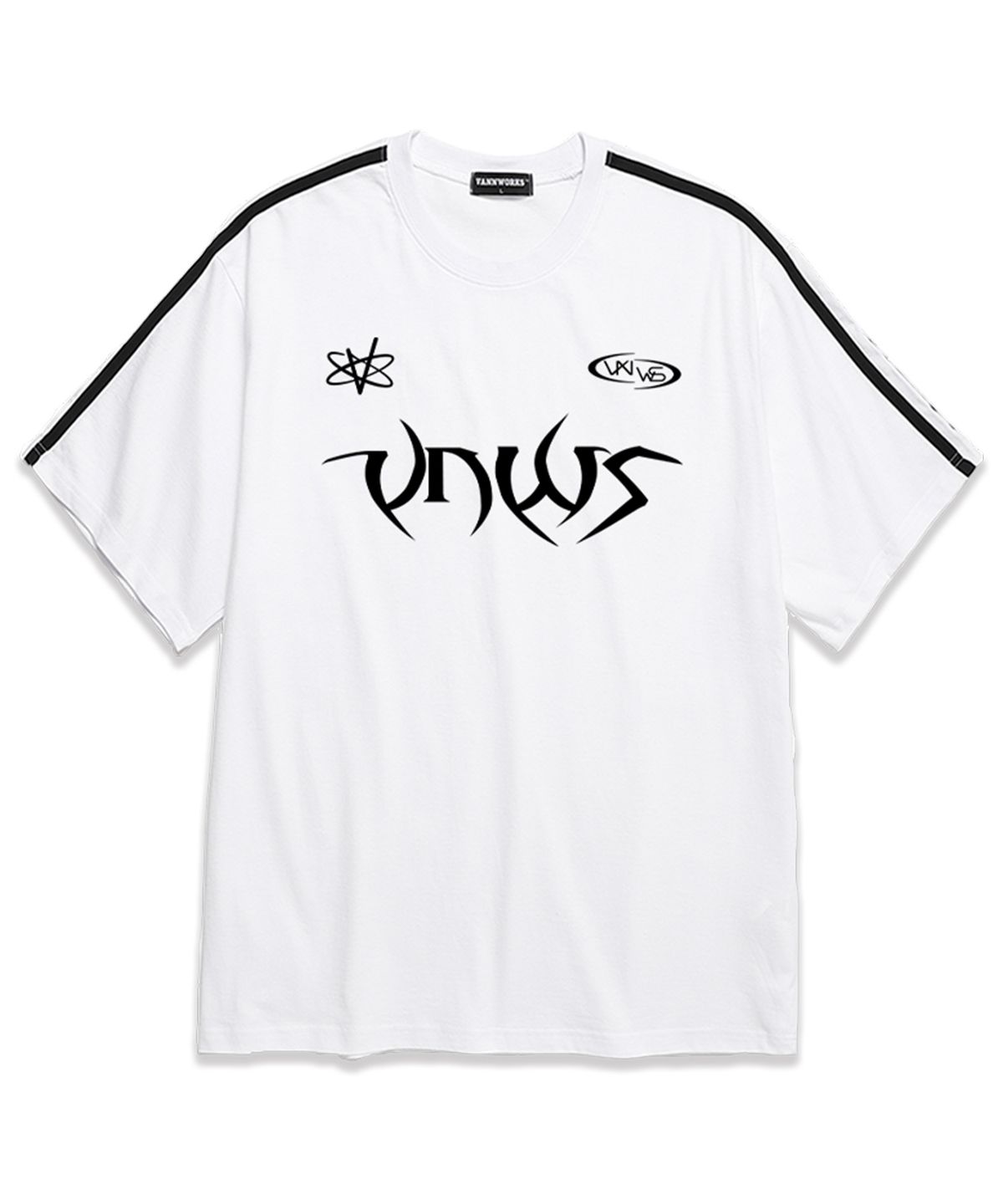 밴웍스(VANNWORKS) 소매 테잎 POINTED LOGO 오버핏 반팔 티셔츠 (VS0065) 화이트