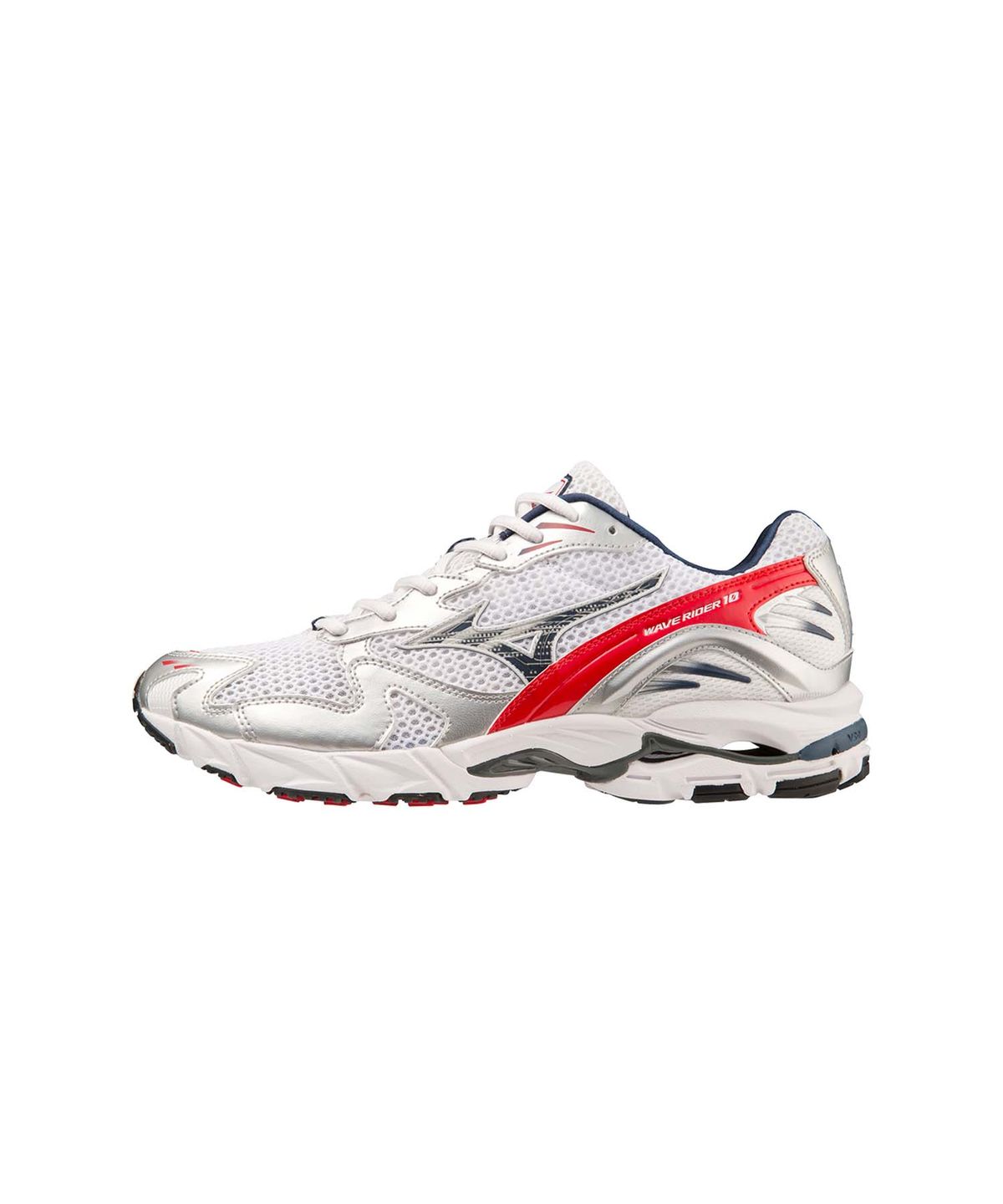 미즈노(MIZUNO) (공용) 웨이브 라이더 10 - 화이트:인시냐 블루:하이 리스크 레드 / D1GA210408