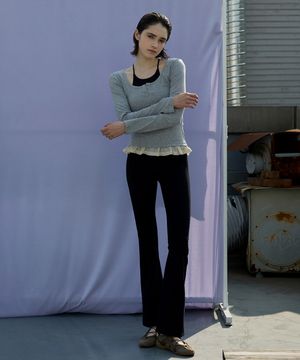 Zero fat 와이드 부츠컷 레깅스 DEVI-B0073-블랙