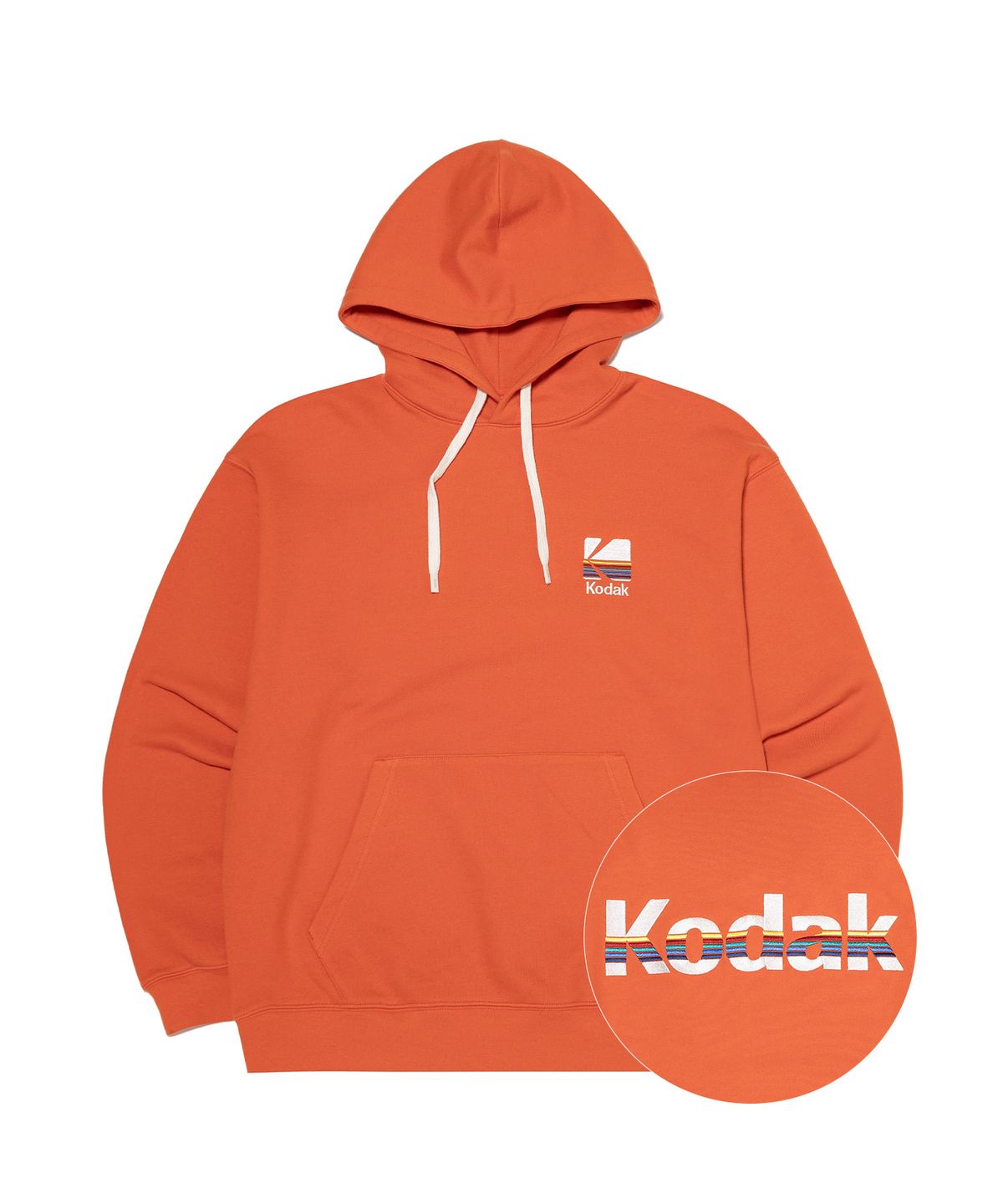 코닥(KODAK) 레인보우 빅로고 후드티셔츠 ORANGE