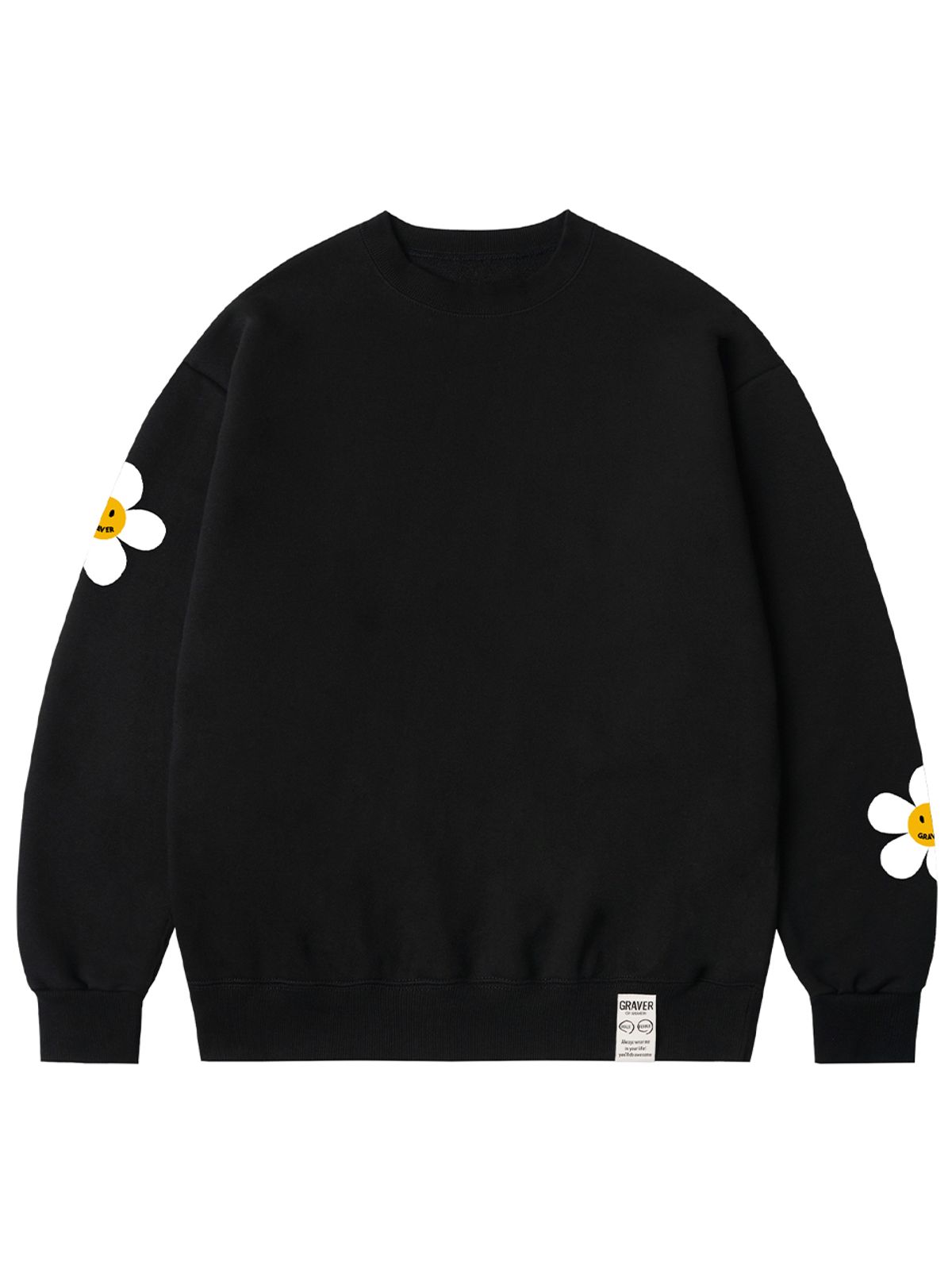 그레이버(GRAVER) [UNISEX]멀티 플라워 도트 스마일 맨투맨_블랙