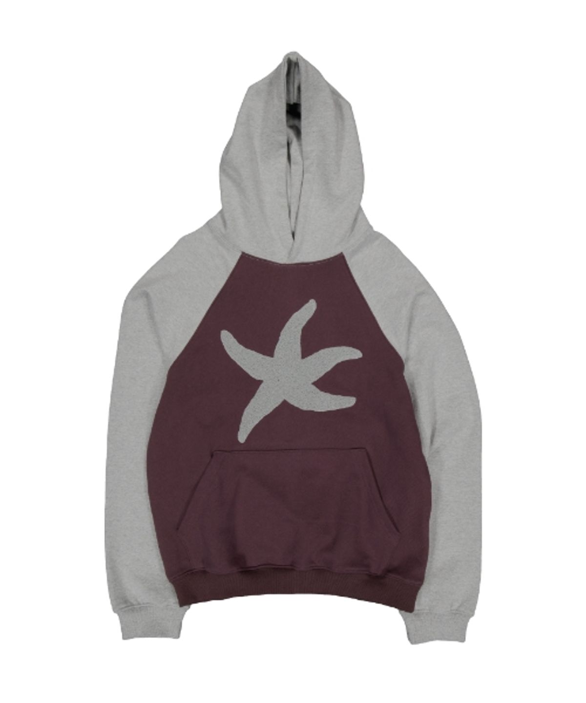 더콜디스트모먼트(THE COLDEST MOMENT) TCM starfish raglan hoodie (burgundy/grey)